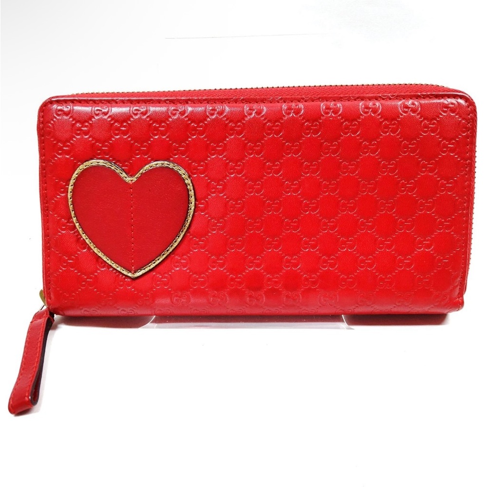 Red Gucci Heart Embossed Women's Wallet